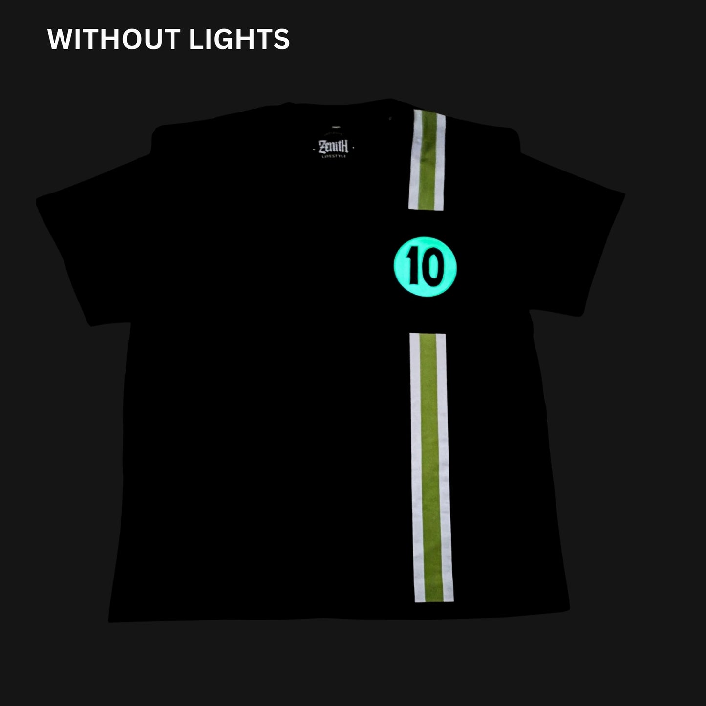 Black BEN10 T-Shirt with Neon Green and White Stripes for Kids and Fans