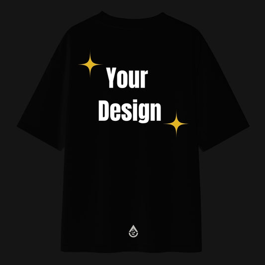 Zenith Lifestyle custom black Customised Oversized T-shirt with Your Design text and star accents