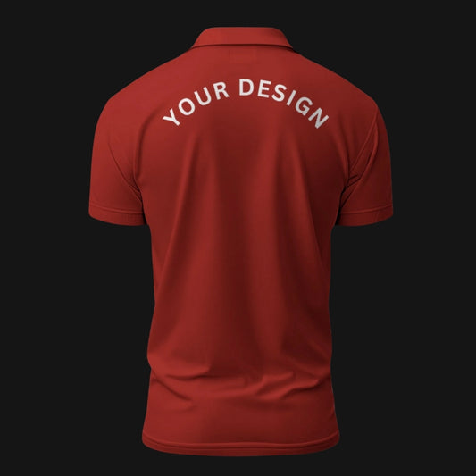 Zenith Lifestyle red custom polo t-shirts for business with customizable design on back Custom Polo T-shirts for Business