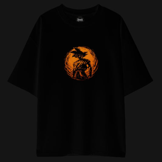 Zenith Lifestyle oversized black Goku T-shirt with orange graphic design on front