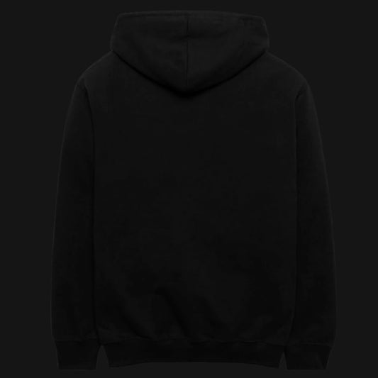 Back view of the black Hated Adored Never Ignored Hoodie from Zenith Lifestyle