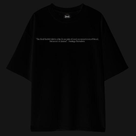 Zenith Lifestyle oversized black Real Madrid T-shirt with white text design on front