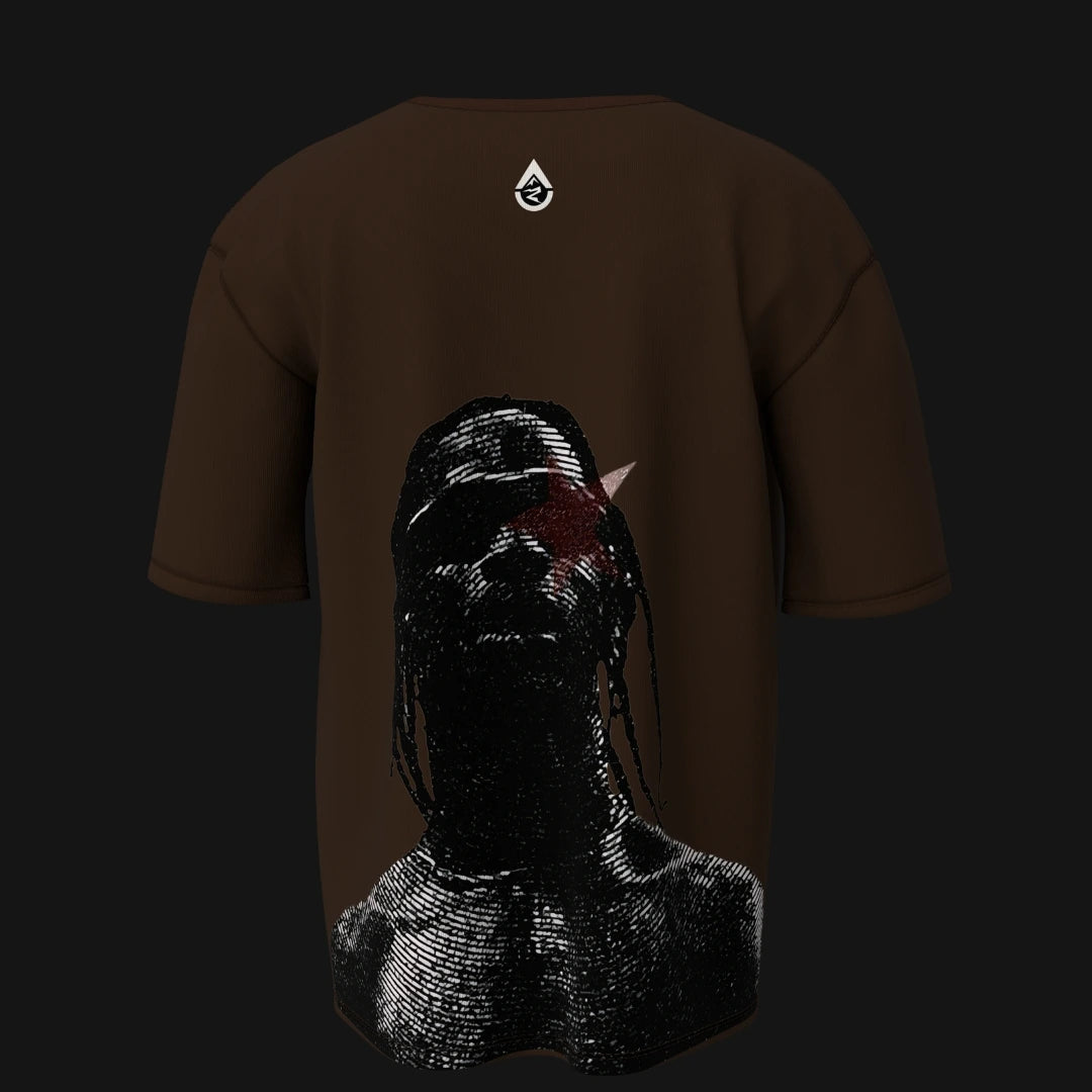 Zenith Lifestyle oversized brown Travis Scott T-shirt with a dark graphic print on the back