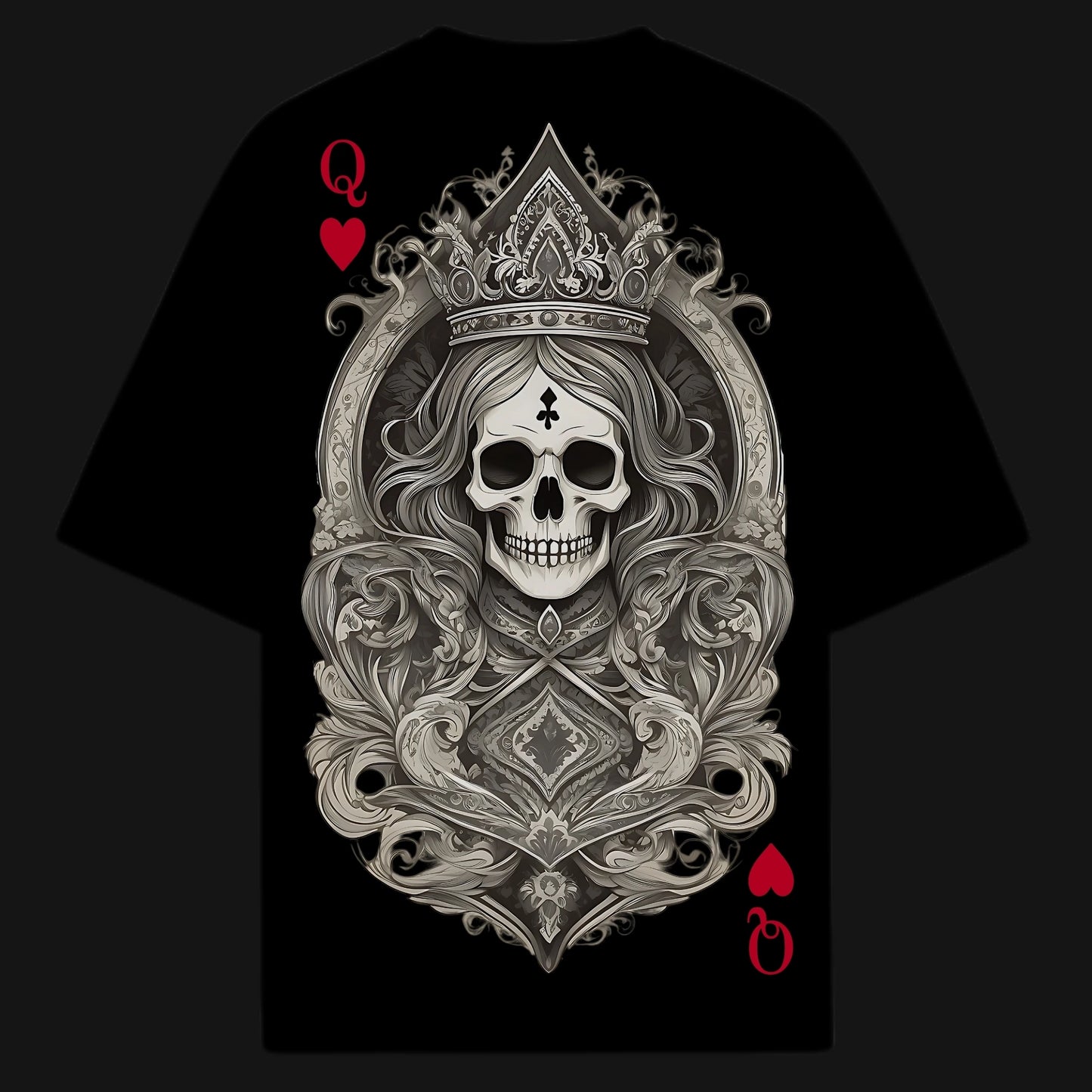 Queen Of Hearts Oversized White T-Shirt