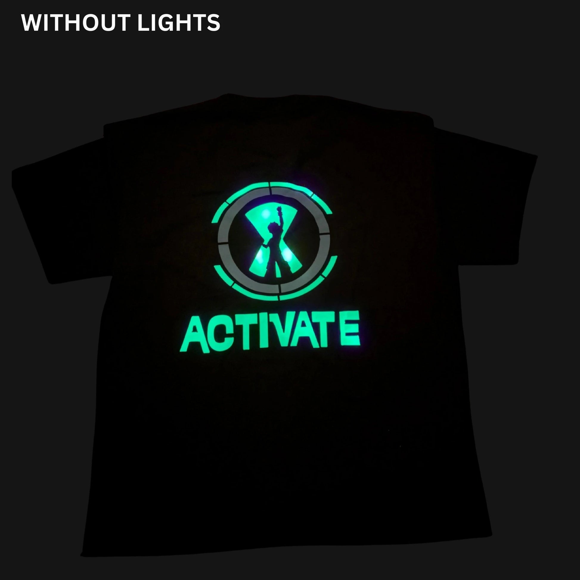 BEN10 T-Shirt in black with glowing 'ACTIVATE' graphic on the back for fans of the series