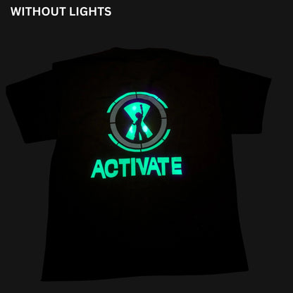 BEN10 T-Shirt in black with glowing 'ACTIVATE' graphic on the back for fans of the series