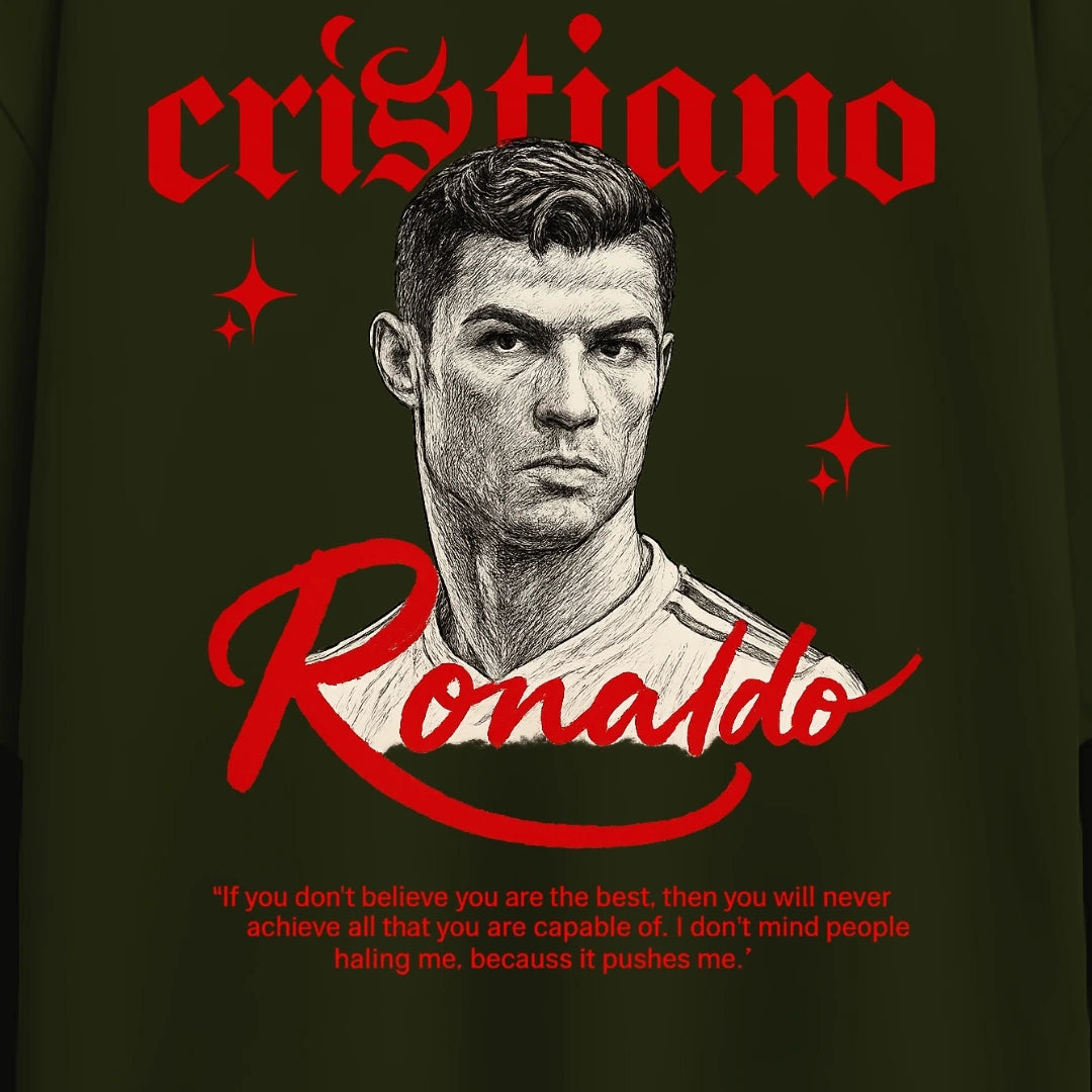 Cristiano Ronaldo Oversized T-shirt by Zenith Lifestyle with a detailed graphic and motivational quote