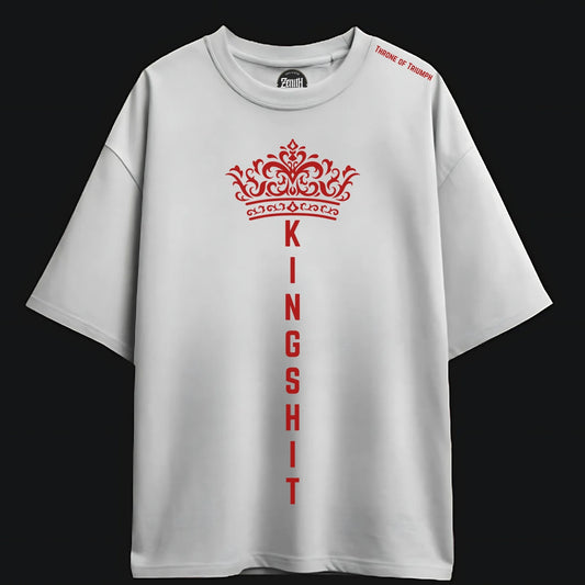 Zenith Lifestyle King of Hearts Tshirt in white featuring bold red crown and text design