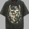 Zenith Lifestyle Black Acid Wash T-shirt with Loki Print