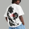A model wearing a white oversized t-shirt with graphic design named Undefeatable from Zenith Lifestyle